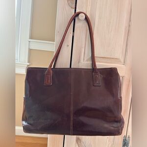 Rich Coffee Brown Vintage Leather Tote Bag